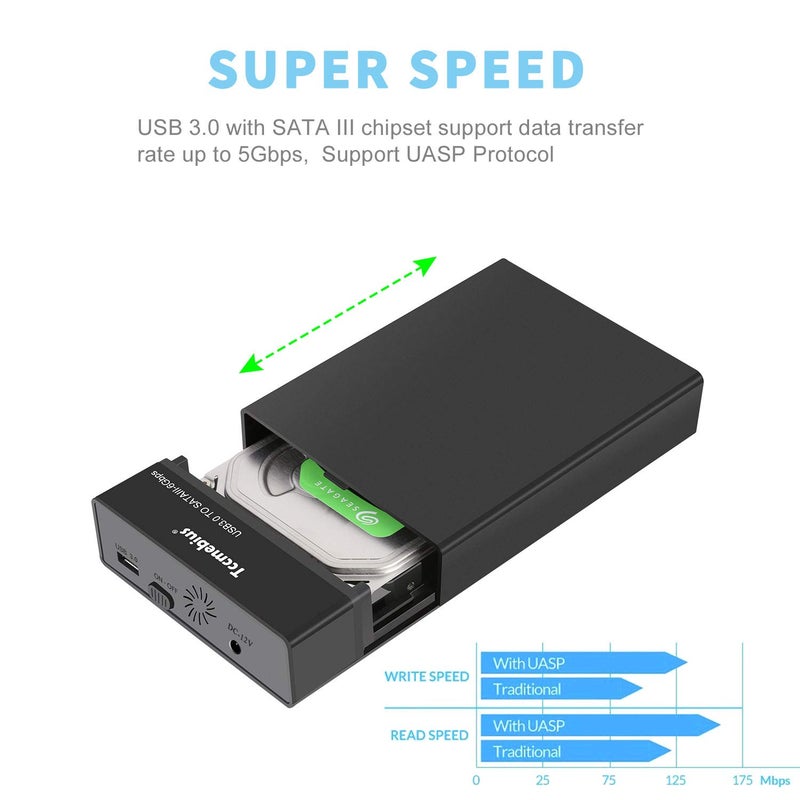 Tccmebius USB 3.0 External Hard Drive Enclosure for 2.5 3.5 Inch SATA I/II/III HDD SSD Up to 20TB, 3.5'' Tool-Free HDD Docking Station, Support UASP, Automatic Sleep Function (TCC-S863) - Image 2
